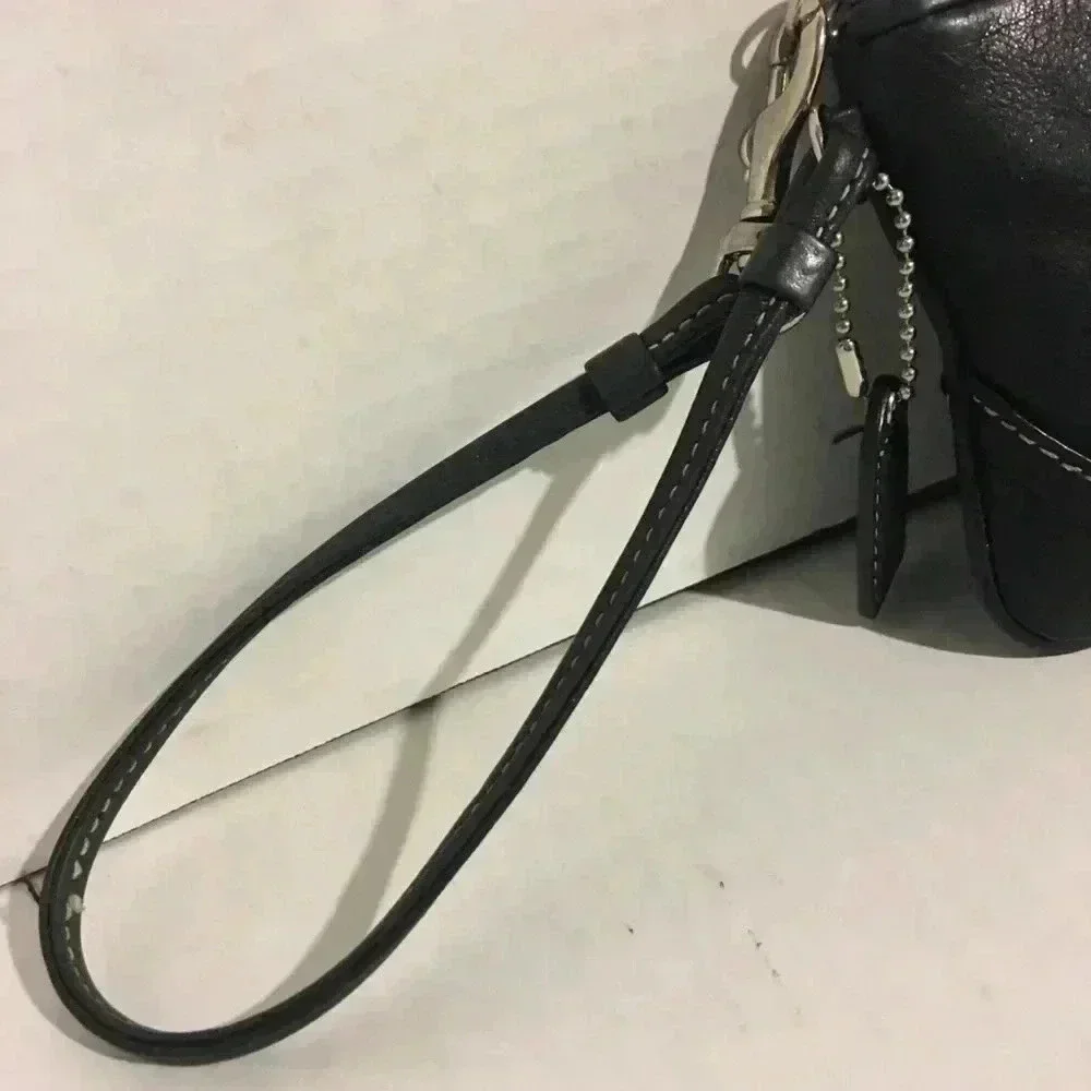 Coach Black leather wristlet bag
